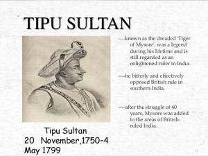Tipu Sultan of Mysore- 1